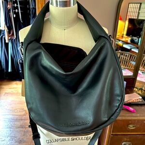 Harbor 2nd black leather bag with attachable strap